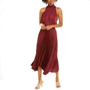 📍New A.L.C. Renzo pleated dress in burgundy garnet